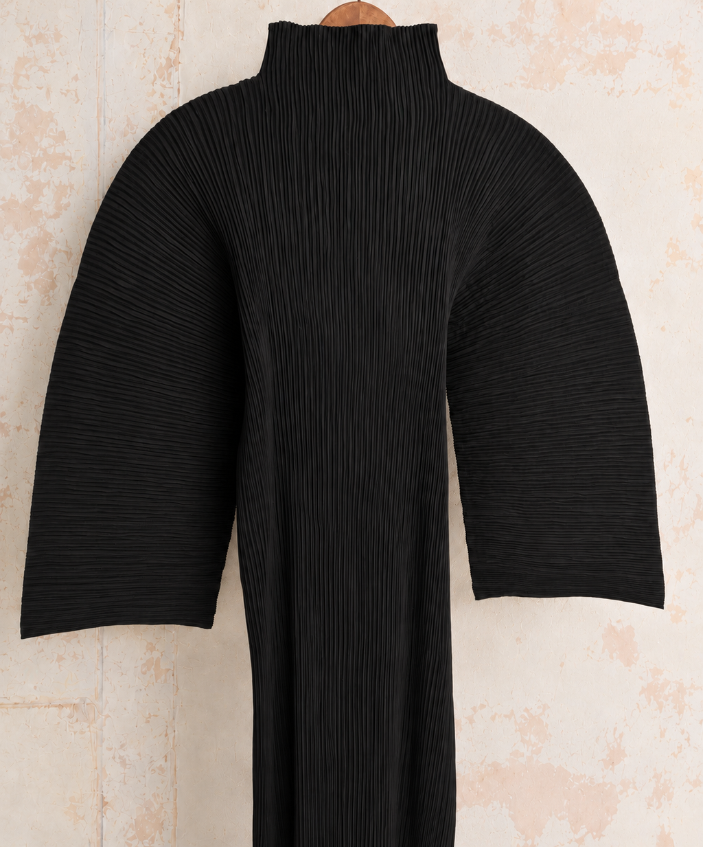 Issey Miyake Sculptural Pleated Midi Dress — Black, circa 1990s