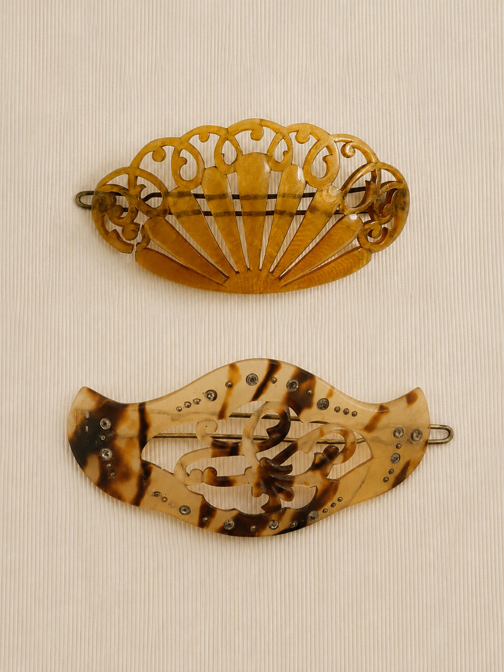 Set of Antique Tortoiseshell Hair Clips