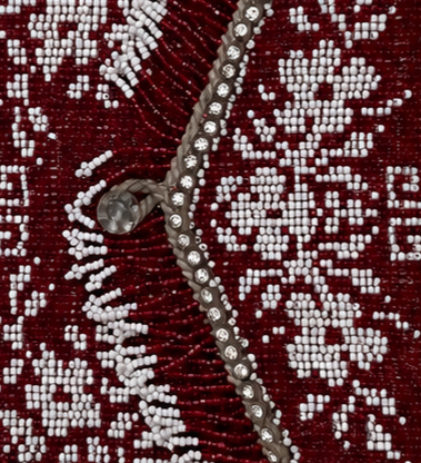 Red & White Beaded Envelope Reticule
