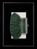 Antique Emerald Glass Beaded Reticule with Silver-Tone Frame, c.1900
