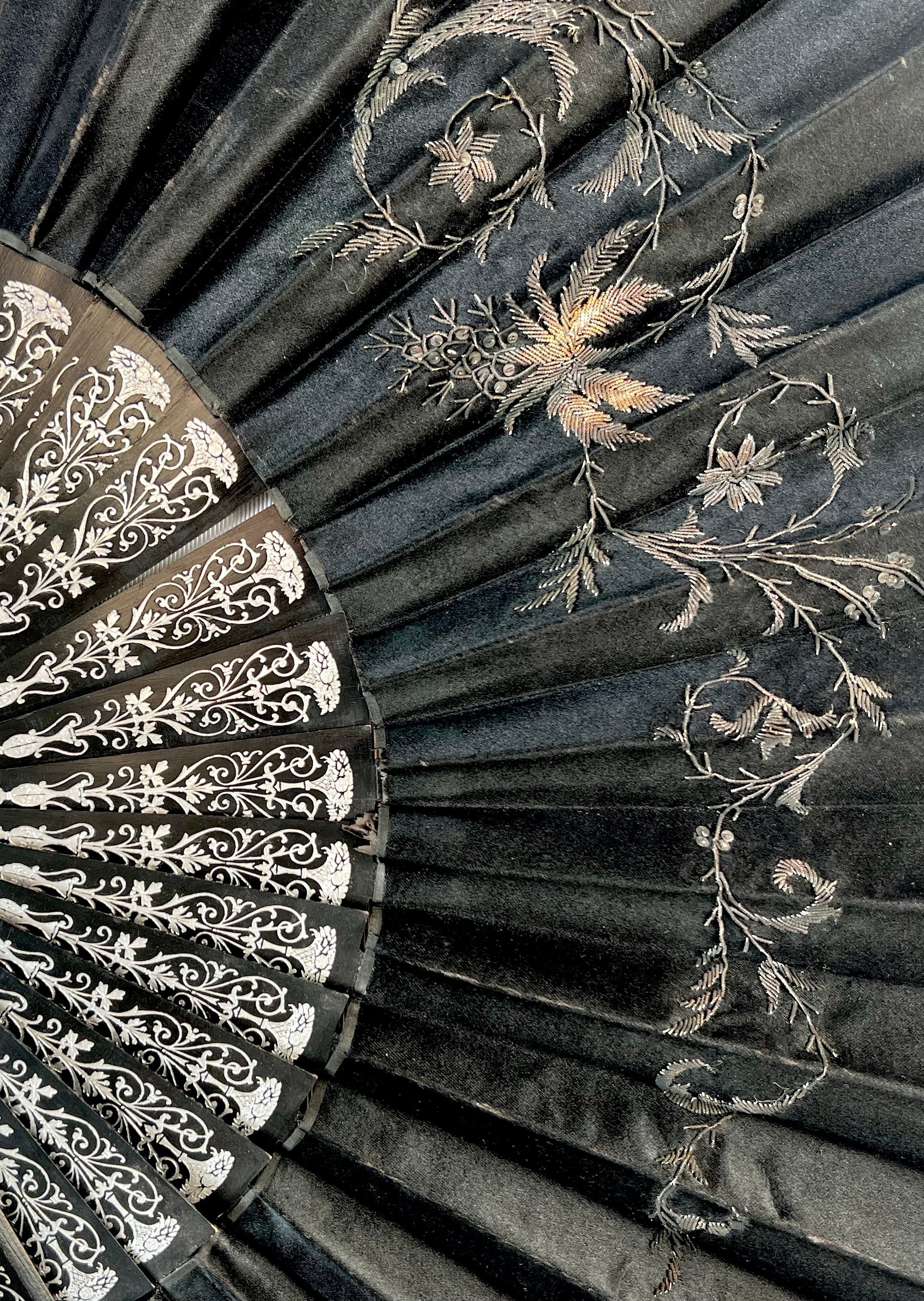 Victorian Black Silk Fan