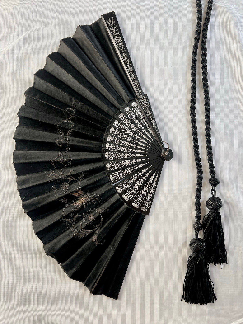 Victorian Black Silk Fan