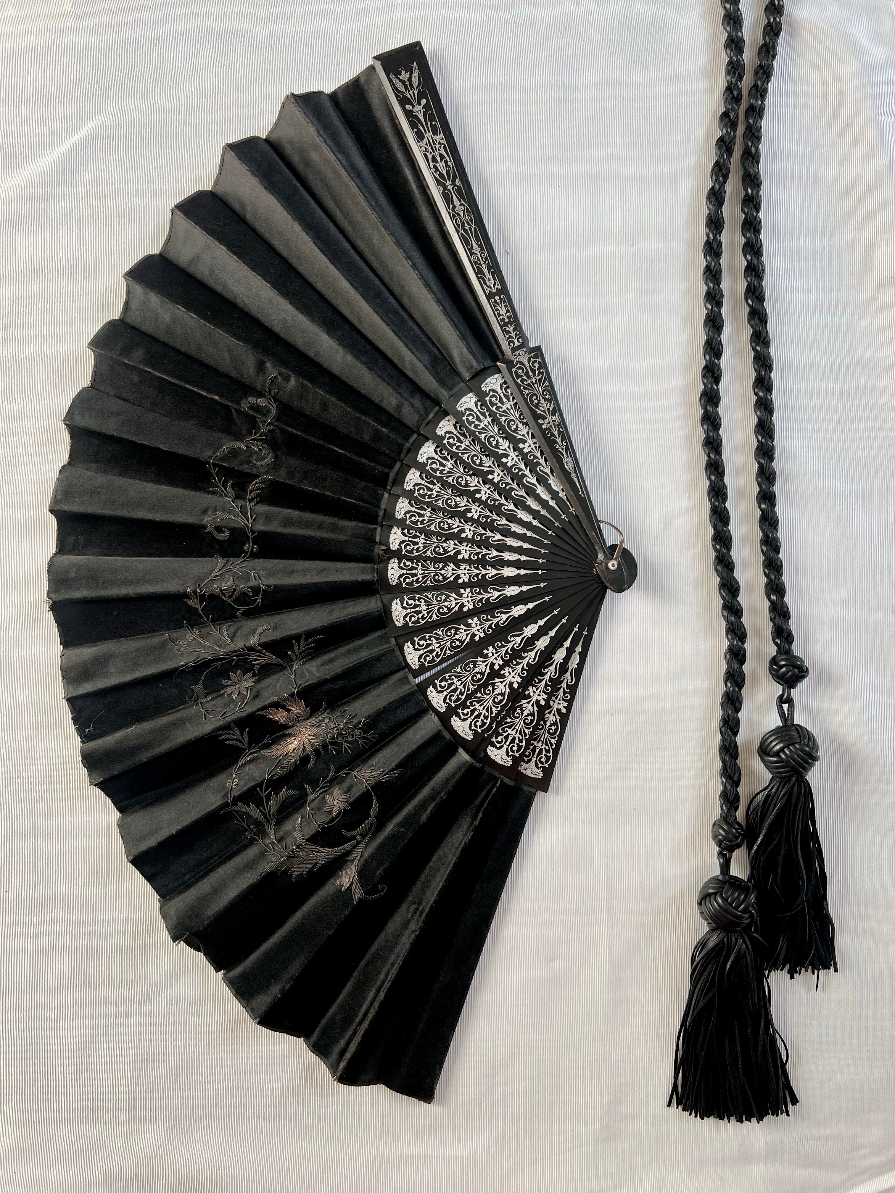 Victorian Black Silk Fan