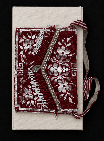 Red & White Beaded Envelope Reticule