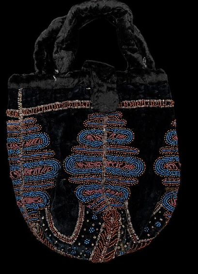 Black Velvet Beaded Reticule