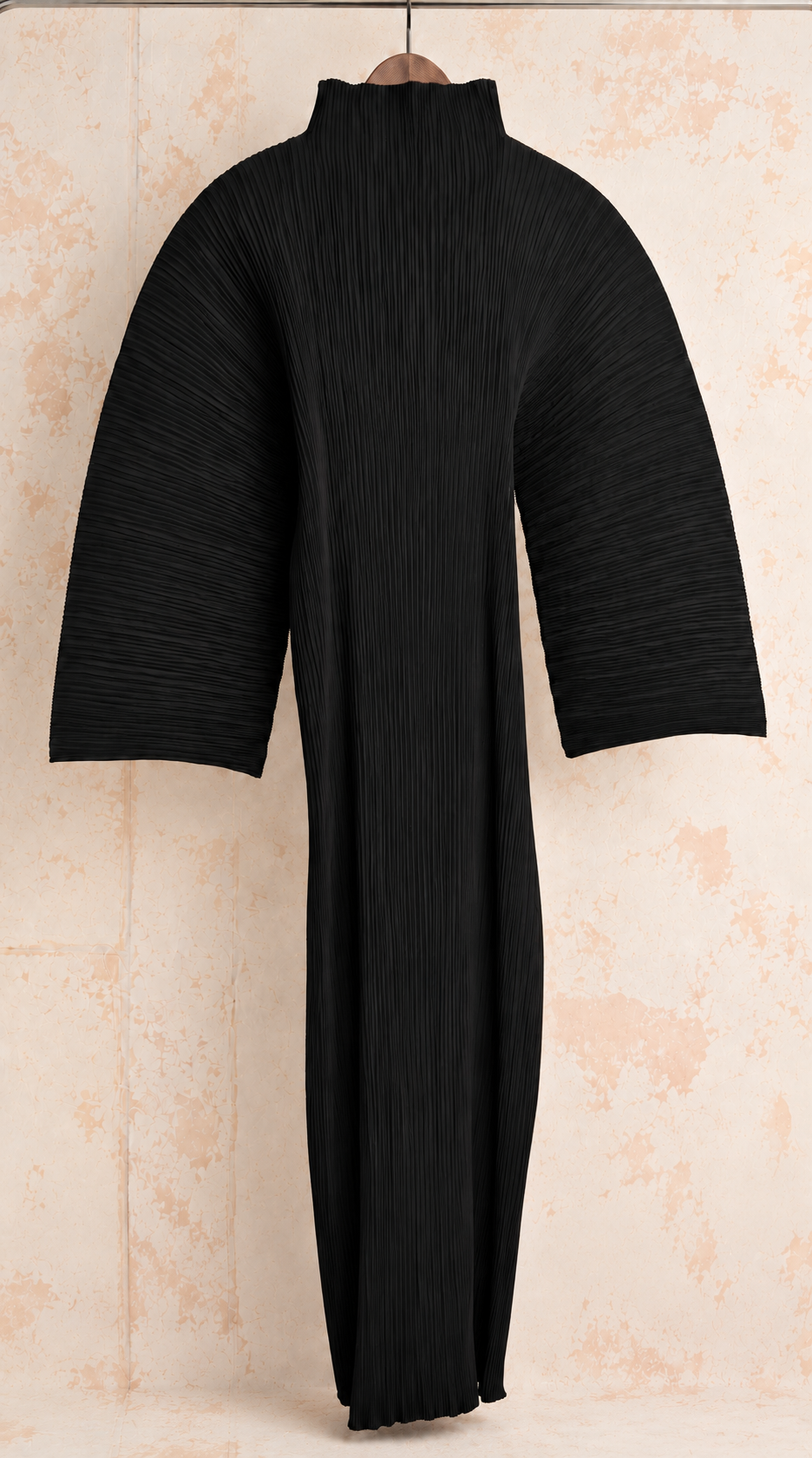 Issey Miyake Sculptural Pleated Midi Dress — Black, circa 1990s