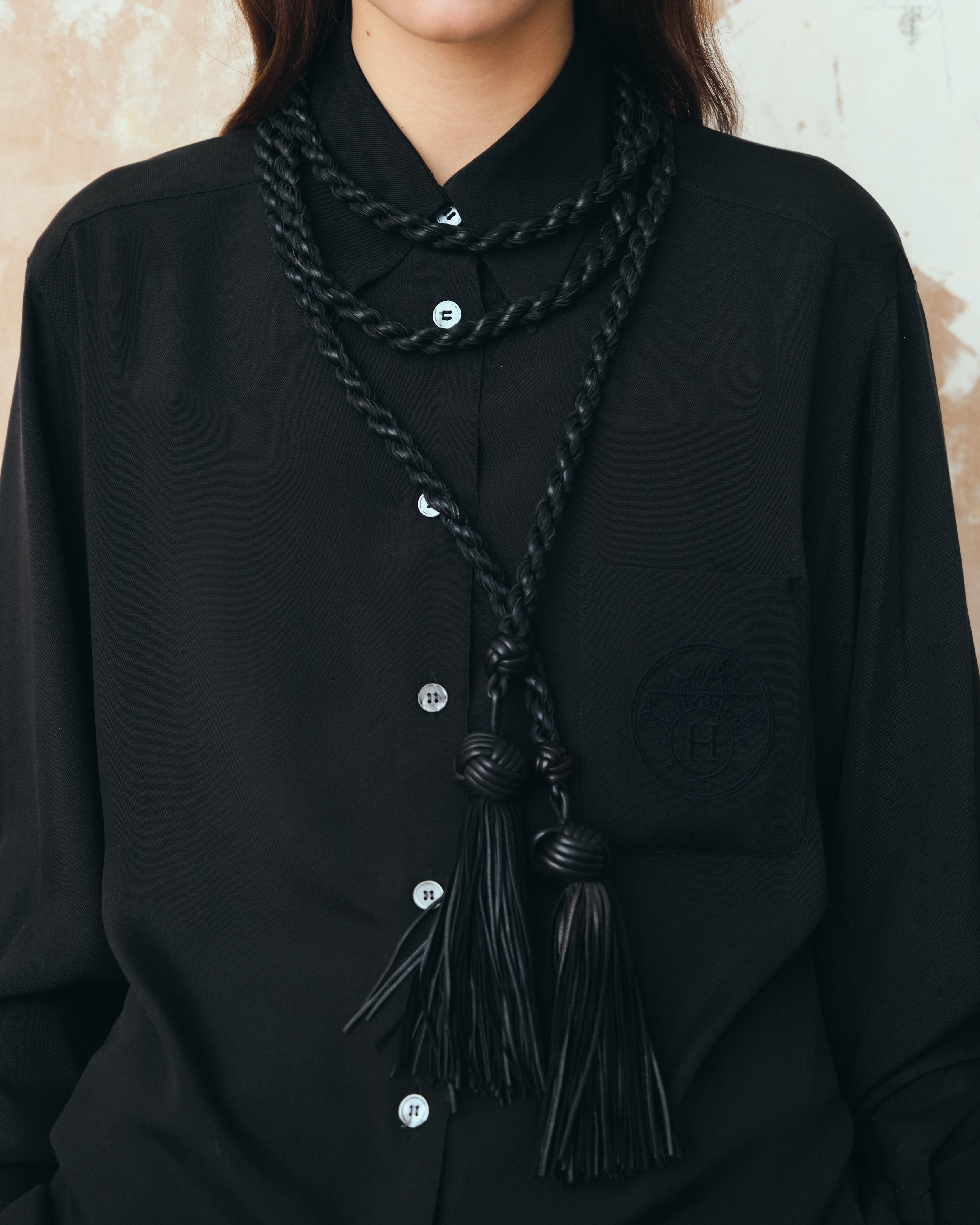 Braided Leather Rope Belt with Tassel