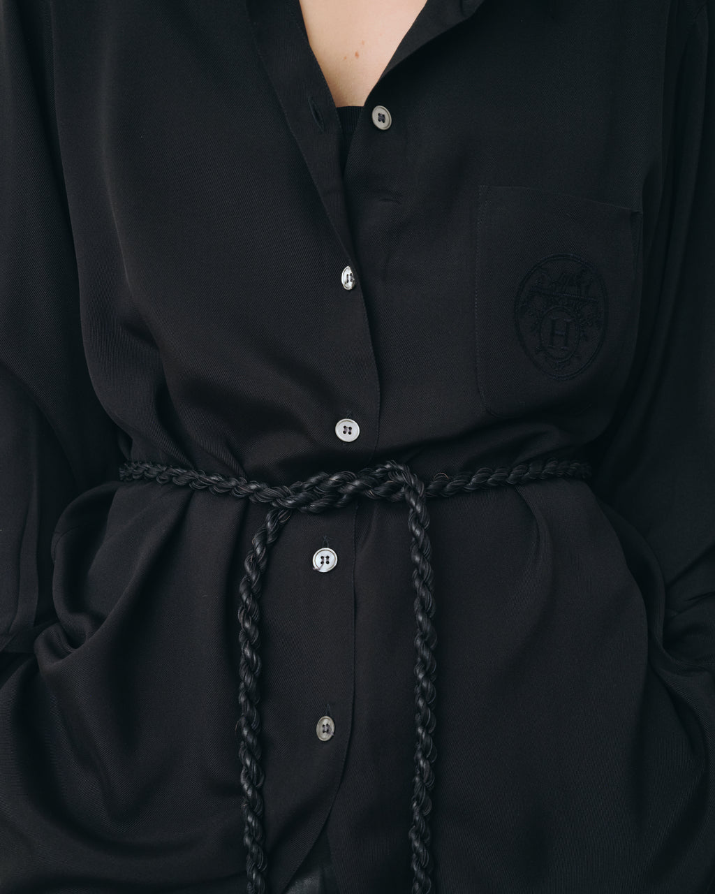 Braided Leather Rope Belt with Tassel