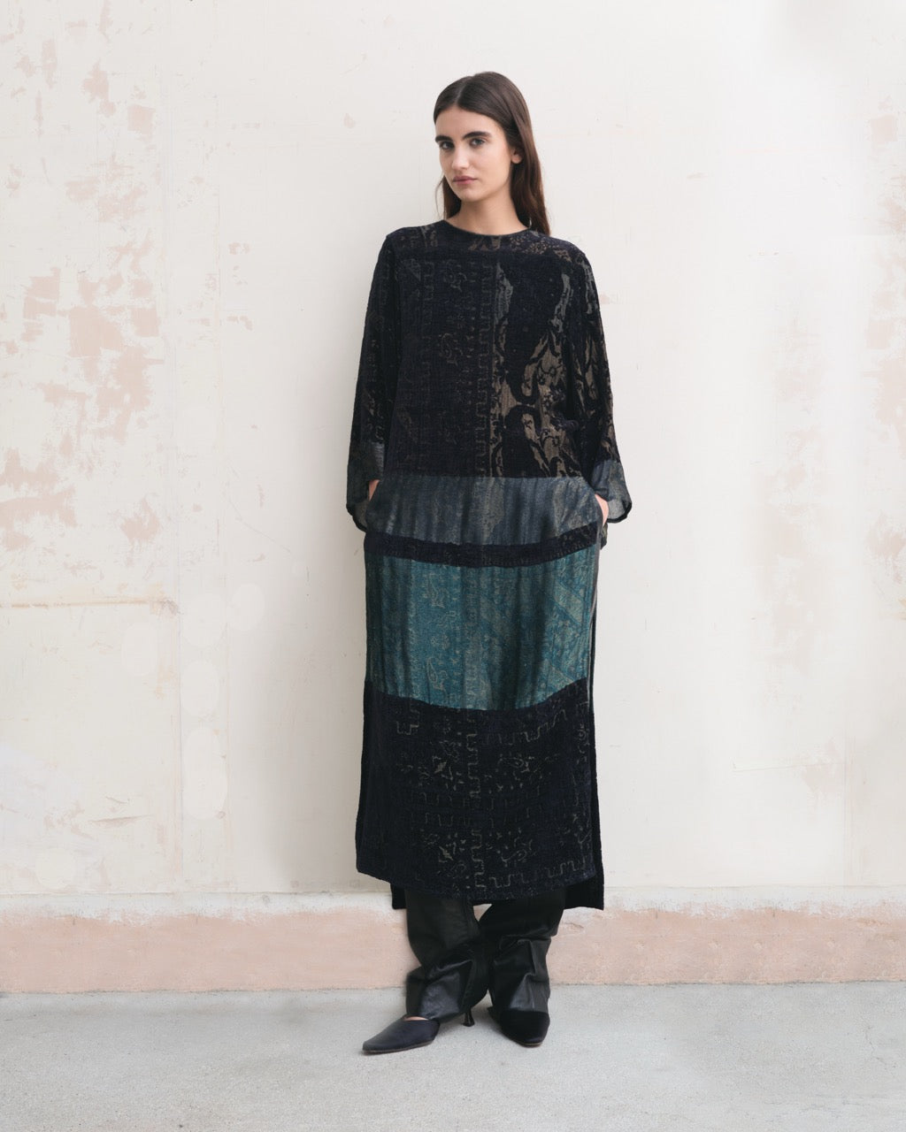 Vintage Oscar de la Renta Silk & Velvet Burnout Dress