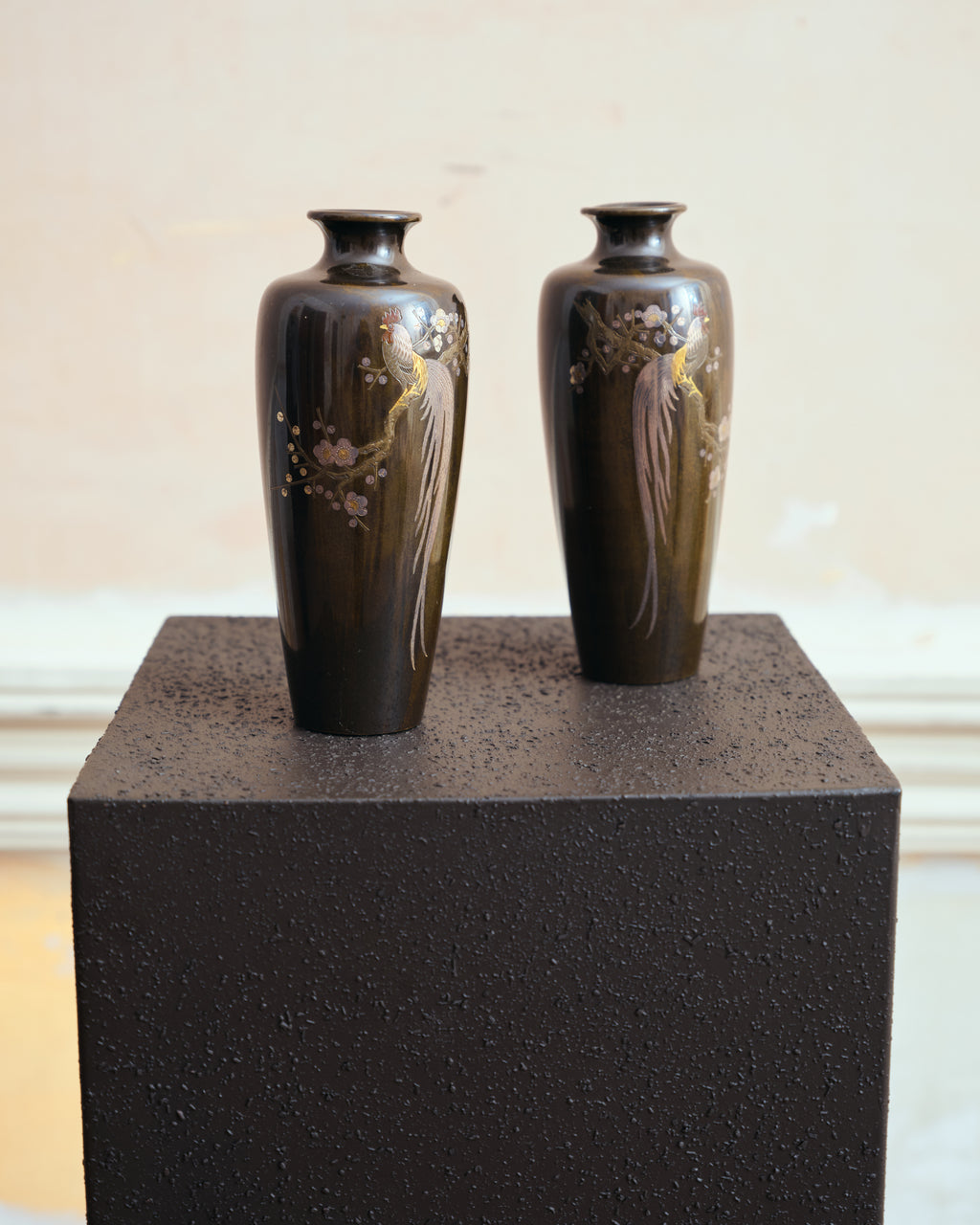 Pair of Japanese Meiji Period Bronze mixed Vases