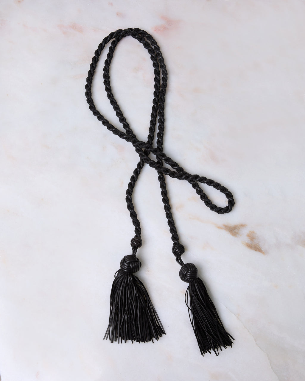 Braided Leather Rope Belt with Tassel