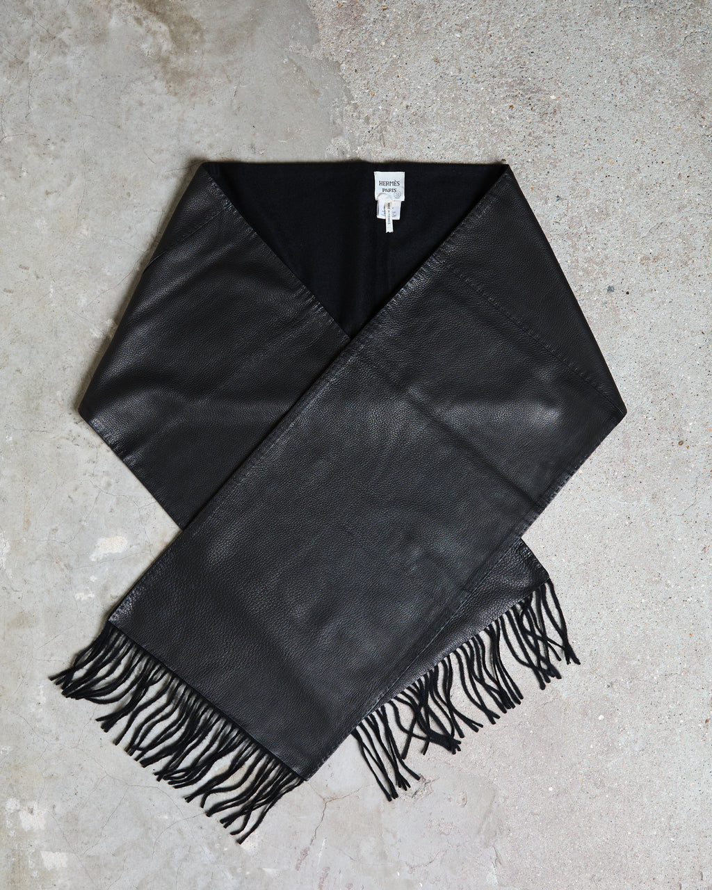Hermès Leather and Cashmere Double Lining Scarf