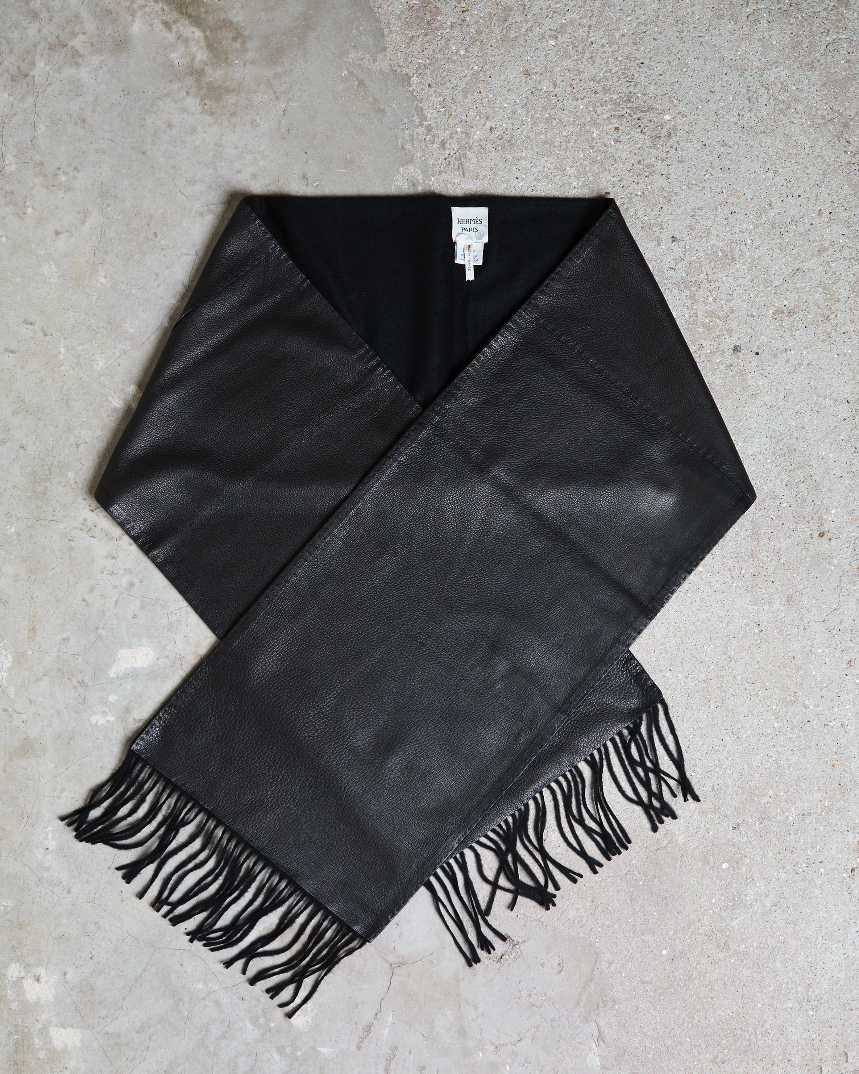 Hermès Leather and Cashmere Double Lining Scarf