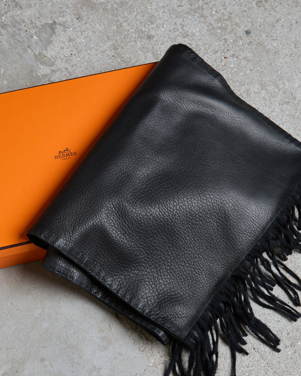 Hermès Leather and Cashmere Double Lining Scarf