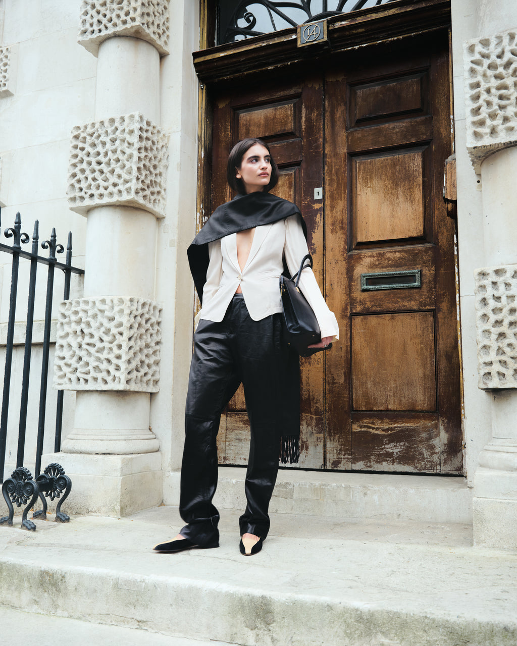 Hermès Leather and Cashmere Double Lining Scarf
