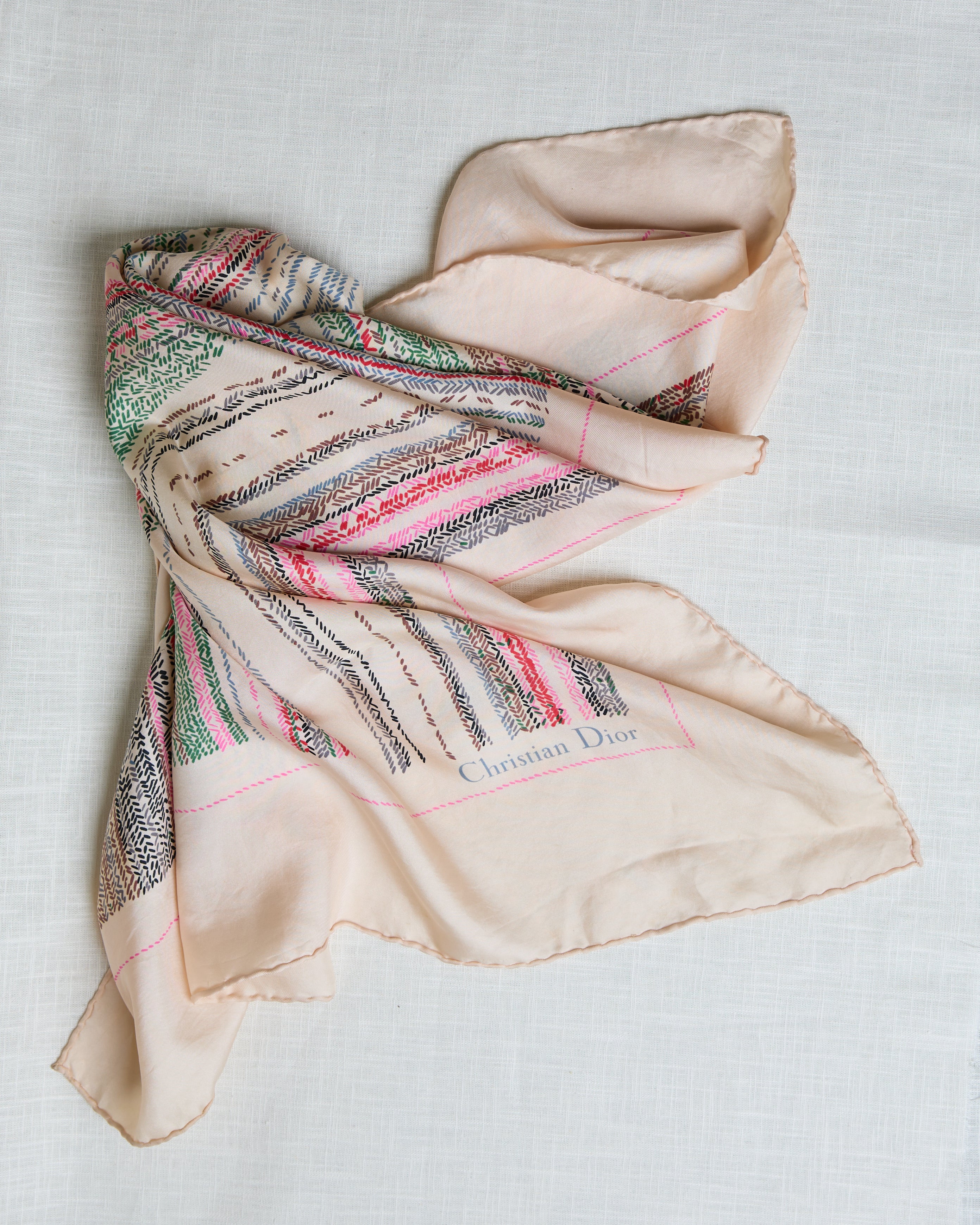 Christian Dior Abstract Stripe Silk Scarf