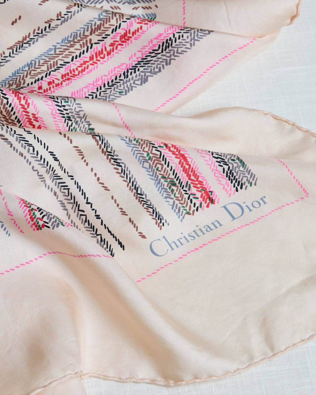 Christian Dior Abstract Stripe Silk Scarf