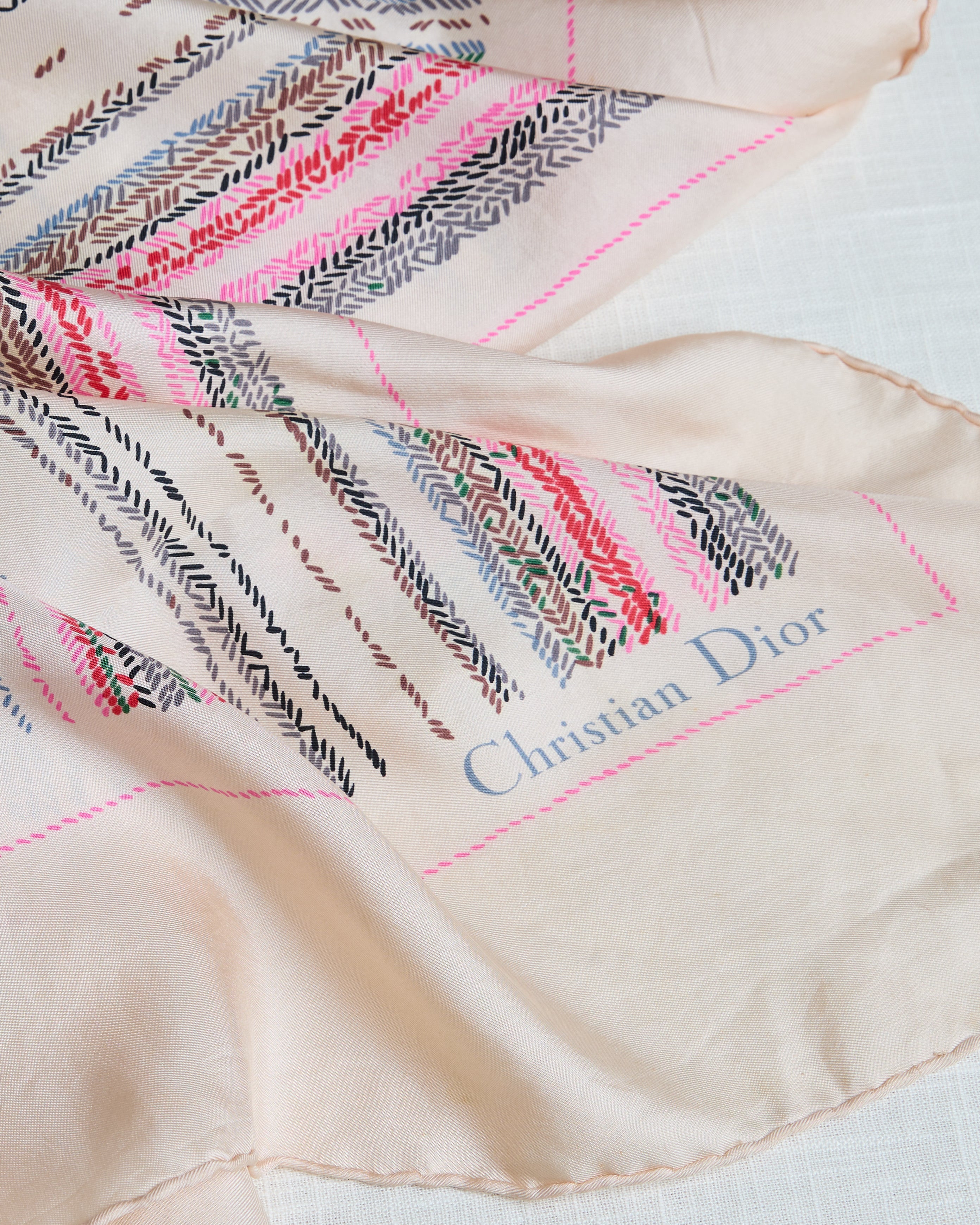 Christian Dior Abstract Stripe Silk Scarf