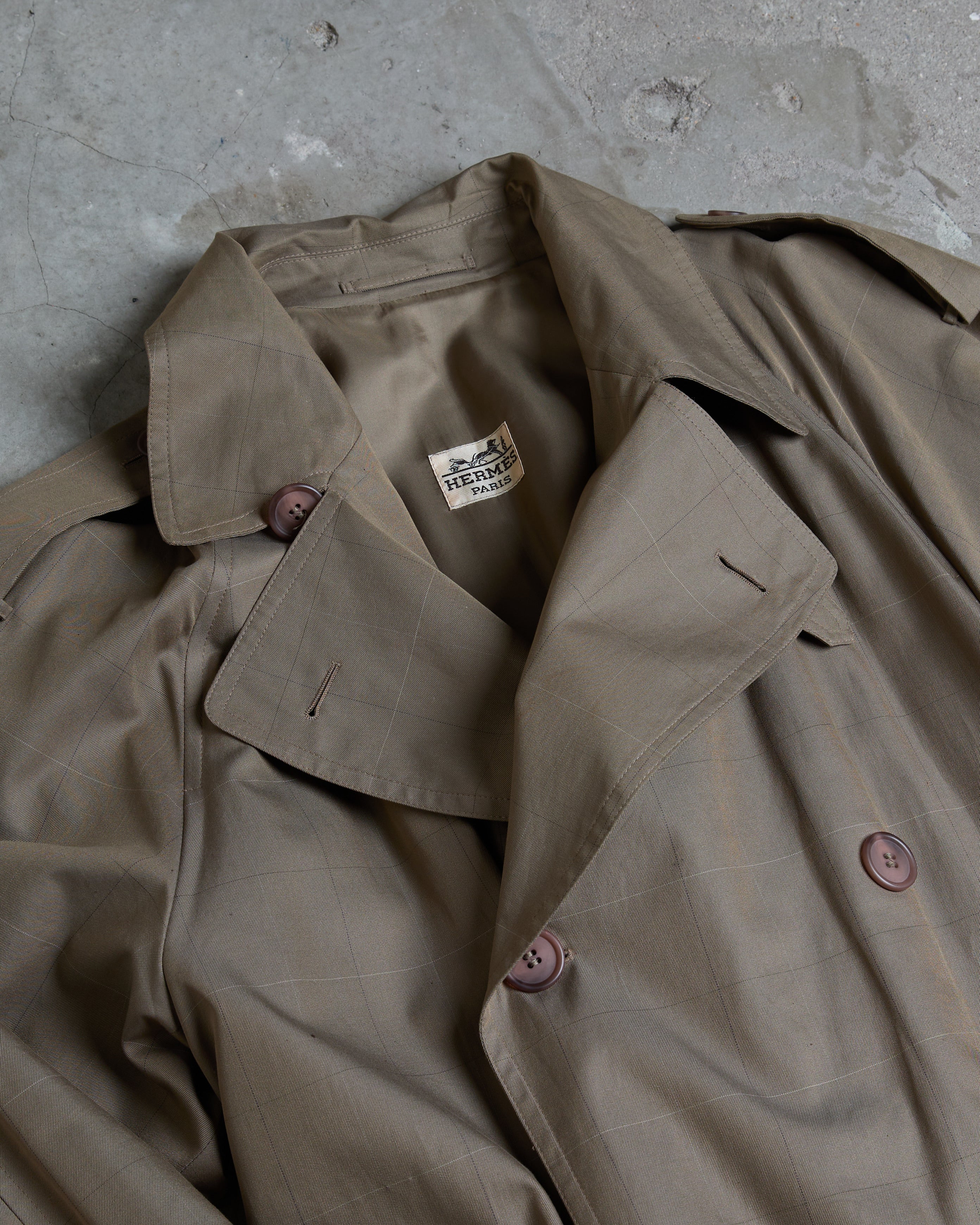 Hermès Casablanca Plaid Cotton Travel Trench Coat