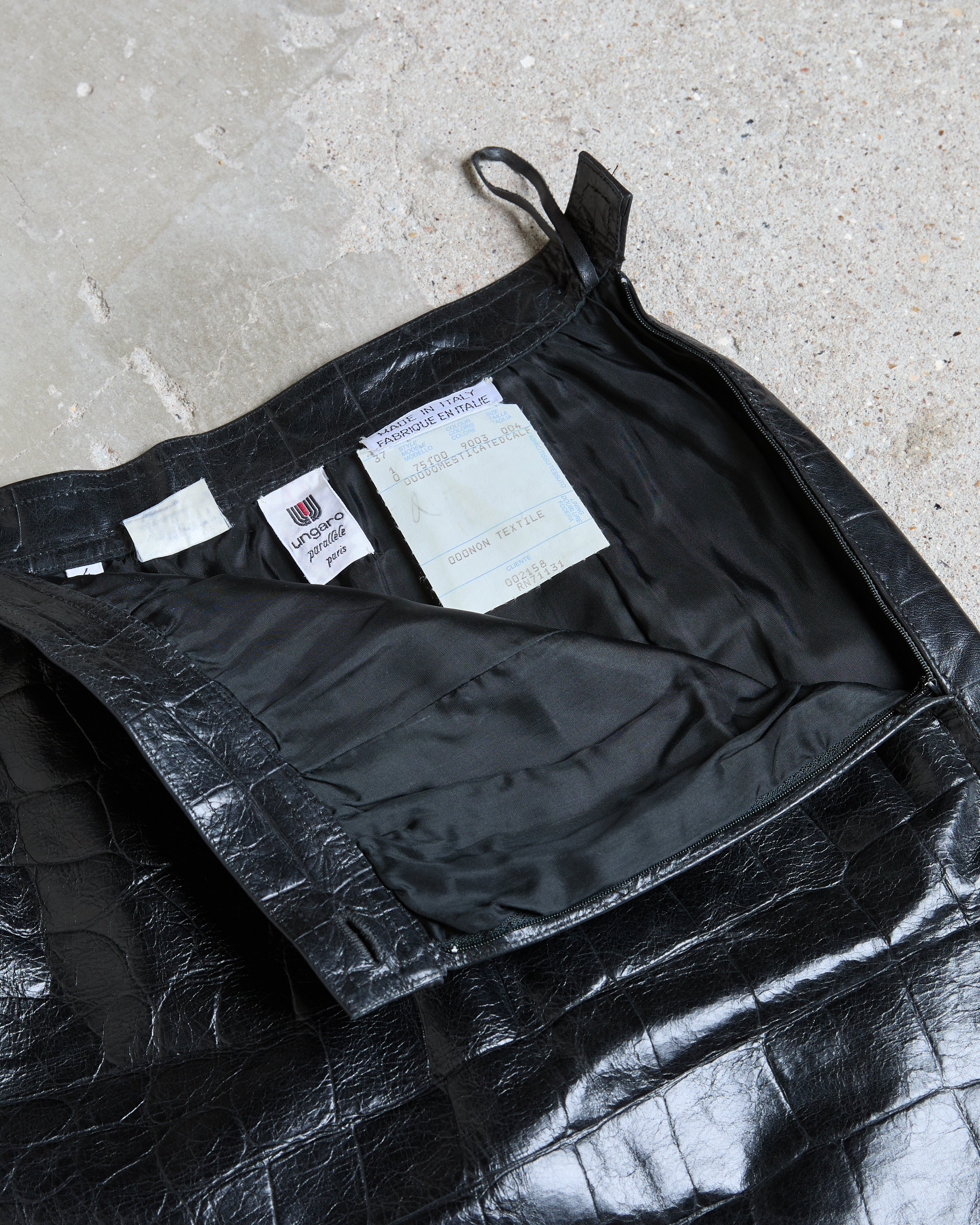 Vintage Emanuel Ungaro Parallèle Croc-Embossed Leather Skirt
