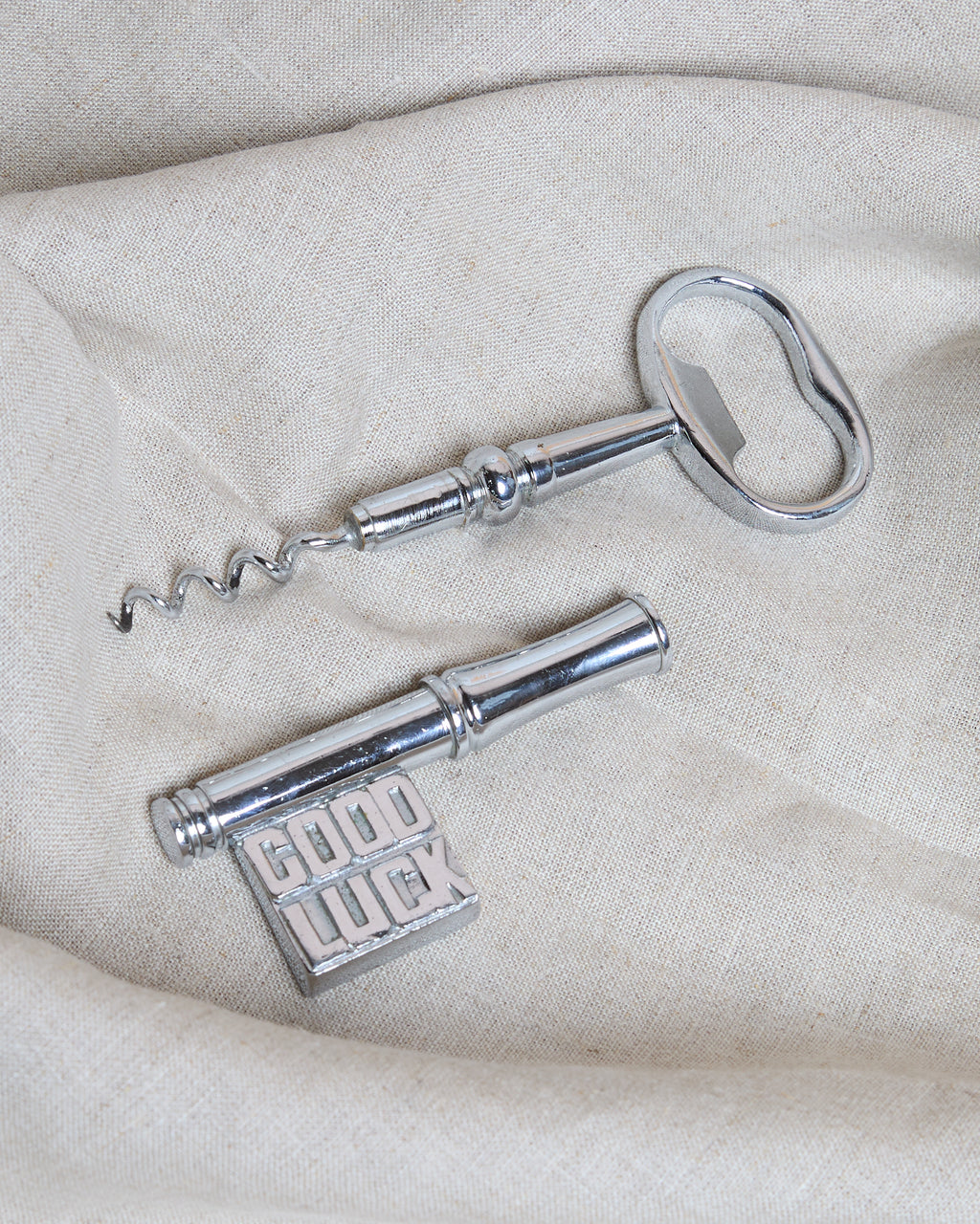 P.H. Vogel & Co. Silver Good Luck Bottle Opener Corkscrew Key