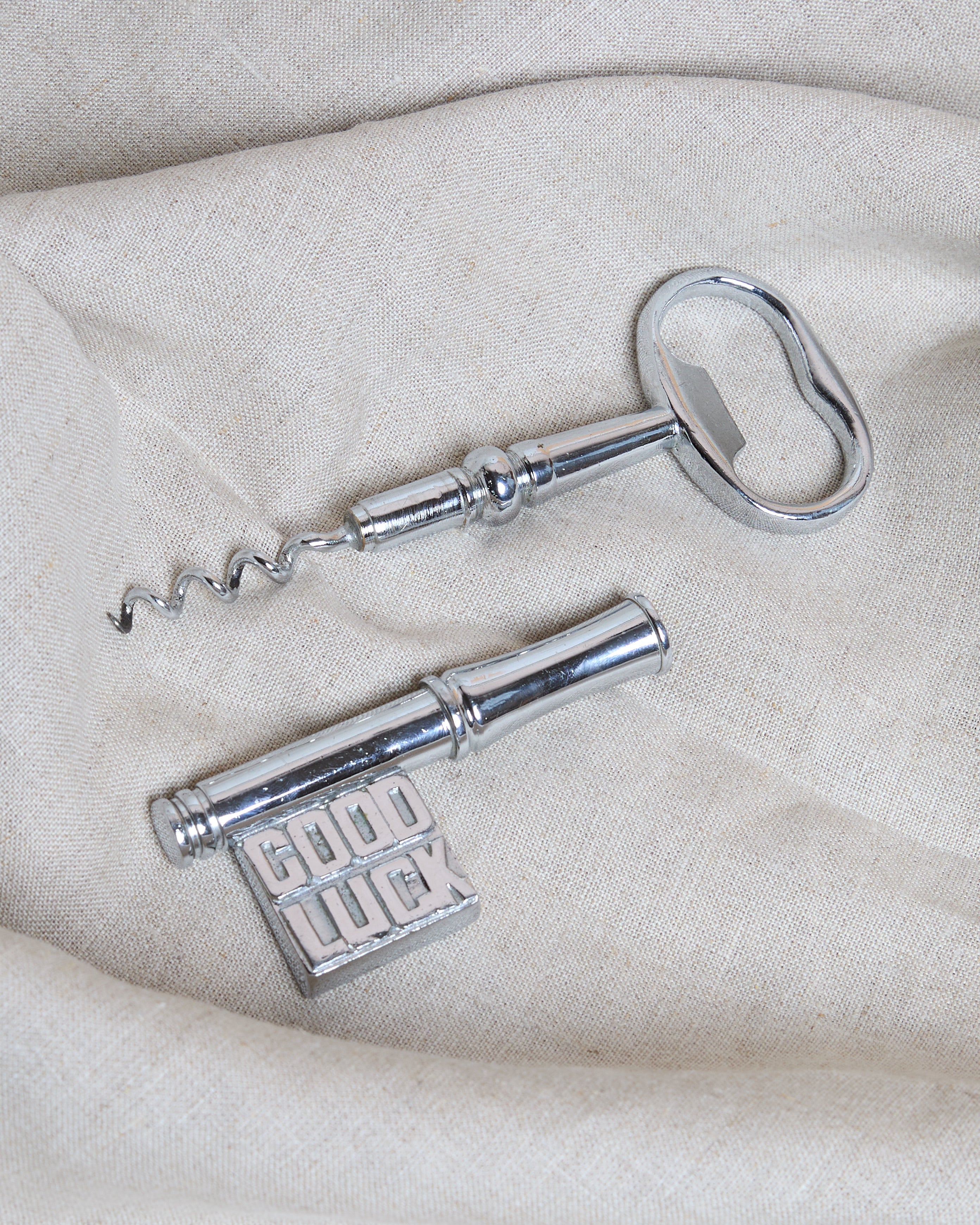 P.H. Vogel & Co. Silver Good Luck Bottle Opener Corkscrew Key