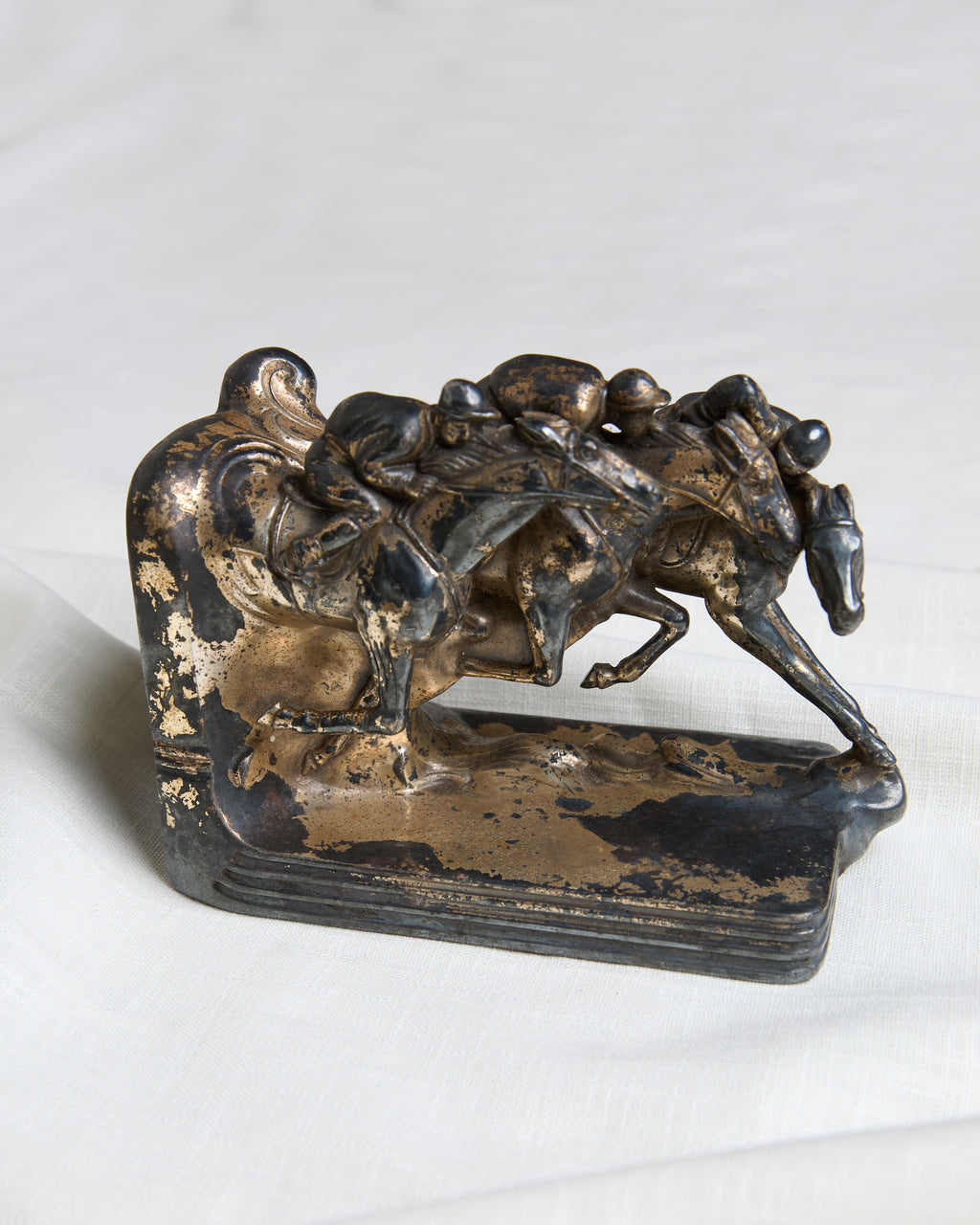 Jennings Brothers Bronze Horse Race Bookend Trophy