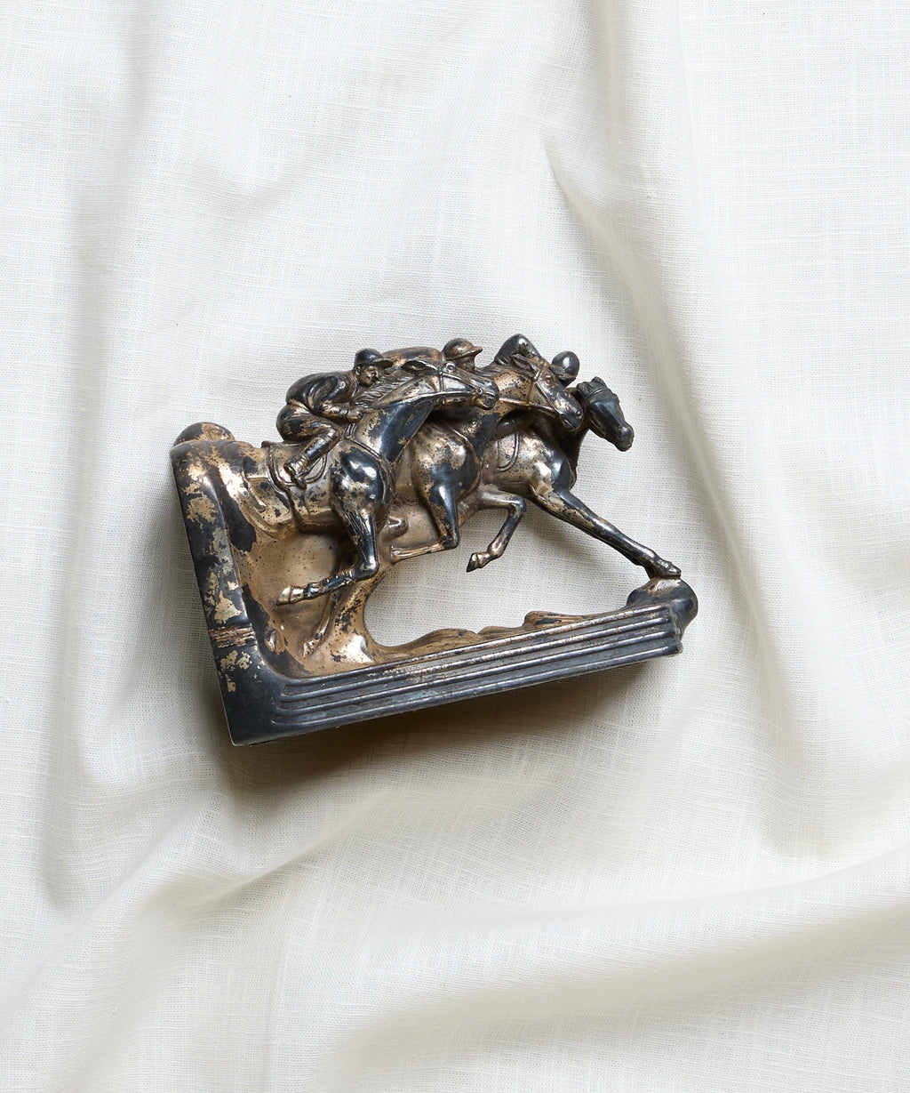 Jennings Brothers Bronze Horse Race Bookend Trophy