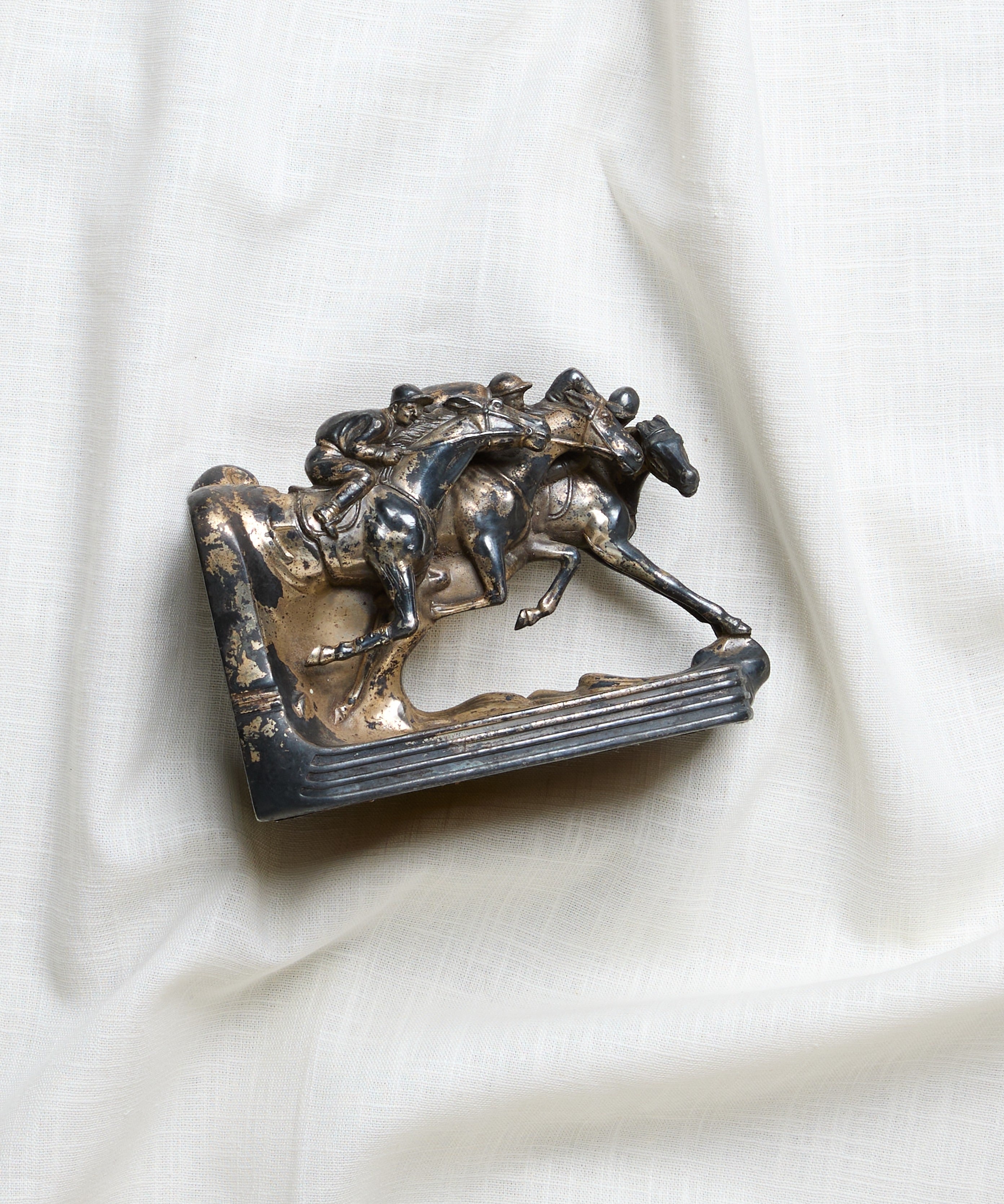 Jennings Brothers Bronze Horse Race Bookend Trophy