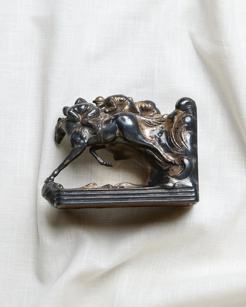 Jennings Brothers Bronze Horse Race Bookend Trophy