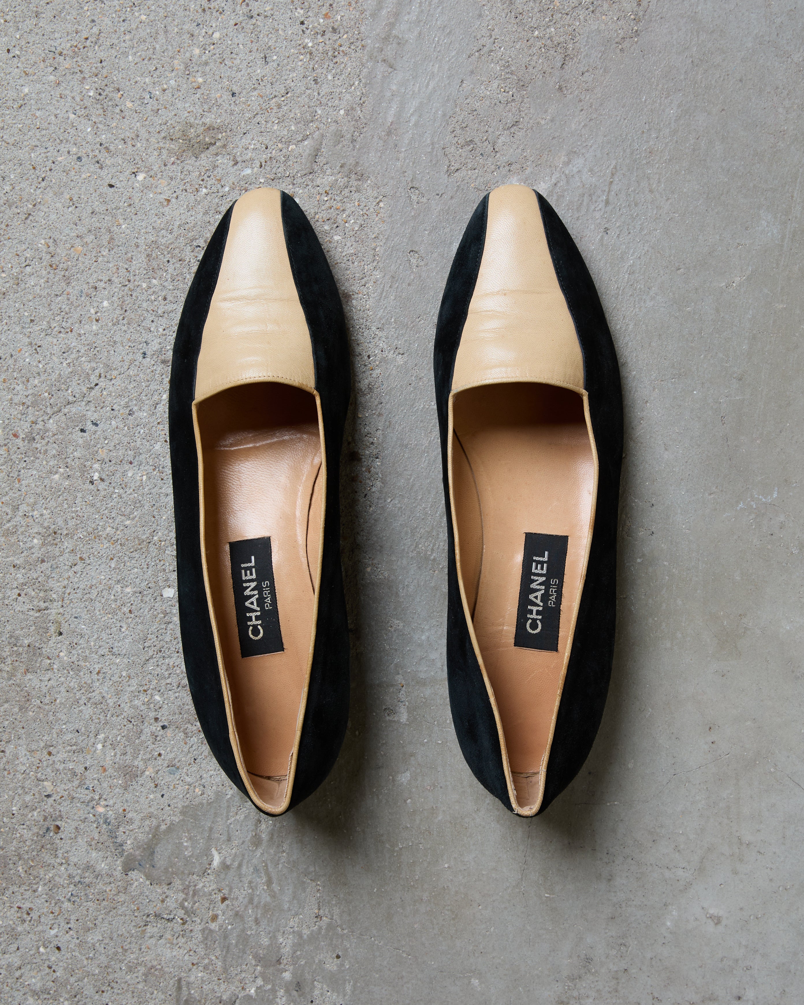 Chanel Two-Tone Leather & Suede Loafers
